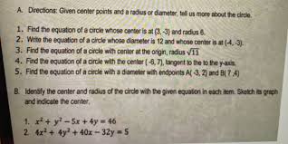 a directions given center points and