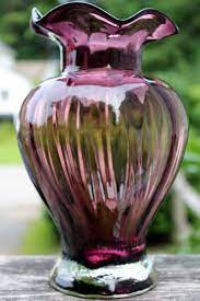 Ruffled Edge Purple Amethyst Glass Vase