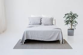 linen flat sheet in silver grey
