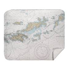 Vi Jost Van Dyke Tortola Virgin Gorda Bvi Nautical Chart Throw Blanket British Virgin Islands Throw Blanket