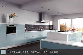 You won't see the blurry reflection nor have to worry about scratches that comes from foil finishes. Ultra High Gloss Metallic Blue Kitchen Doors Https Cabinetsanddoors Co Uk