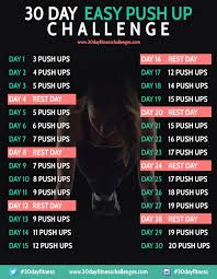 30 Day Easy Push Up Challenge Chart Perfectionista