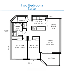 floor plan of the two bedroom suite
