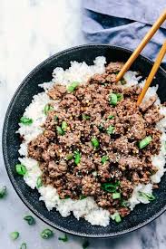 korean ground beef and rice bowls the