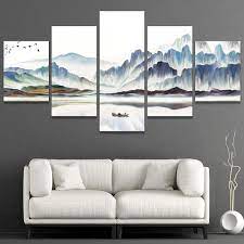 5 Piece Large Mountain Wall Art Nature