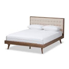 The modern platform bed series isn't a typical guild project. Soloman Mid Modern Fabric And Walnut Finished Wood Platform Full Bed Light Beige Baxton Studio Target