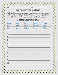 High Frequency Mini Word Chart Activity Grades 1 3 Esl