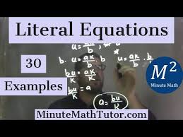 Literal Equations 30 Examples