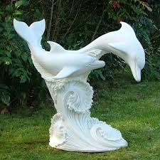 Leaping Dolphins 45cm Marble Resin