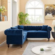 L Shaped Velvet Sectional Sofa