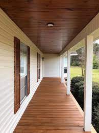 Farmhouse Porch Stained Wood Ceiling