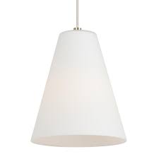 Lbl Lighting Mati 7 5 In W X 8 9 In H 1 Light Matte White Etched Glass Shade Modern Cone Pendant With Satin Nickel Canopy Lp975whsc The Home Depot