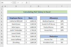 how to calculate net salary in excel