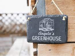 Personalised Green House Slate Garden