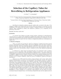Pdf Selection Of The Capillary Tubes For Retrofitting In