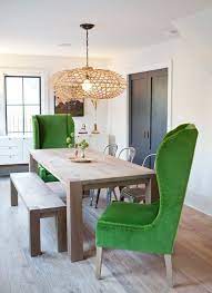 Check out our round dining table with leaves selection for the very best in unique or custom gorgeous therien and co. Green Chairs Farmhouse Dining Room Modern Farmhouse Dining Room Modern Farmhouse Dining