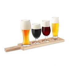 4 Beer Tasting Glasses Paddle Set