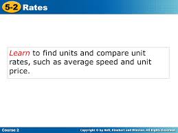 Learn To Find Units And Compare Unit Rates Such As Average Speed