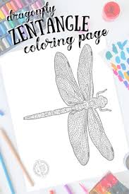 Free printable worksheets kids, coloring pages for children. Intricate Dragonfly Zentangle Coloring Page