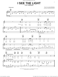 Moore I See The Light From Disneys Tangled Sheet Music For Voice Piano Or Guitar