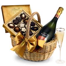 chocolates gift basket with prosecco