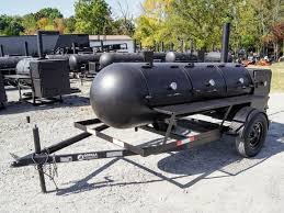 bbq smoker 330 gallon trailer pull behind with wood cage