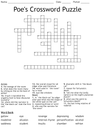 poe s crossword puzzle wordmint
