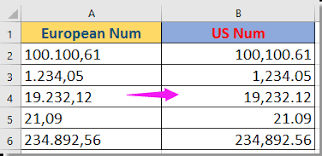 convert number format between european