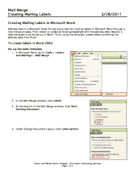 mailing label template for word forms