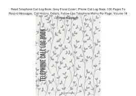 Read Telephone Call Log Book Grey Floral Cover Phone Call Log Book
