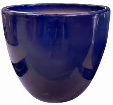 Glazed Cobalt Blue Flower Pots By