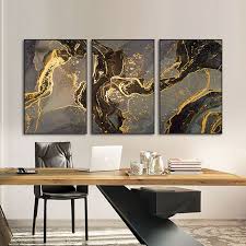 Abstract Gold Black Line Canvas