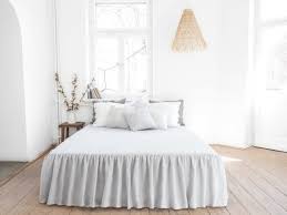 Light Gray Linen Bedskirt Stonewashed