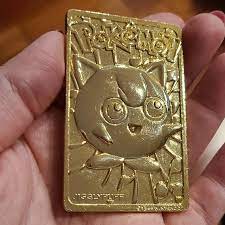 1999 pokemon 23k gold plated charizard trading card. Pokemon 1999 Jigglypuff 23k Gold Plated Metal Card Depop
