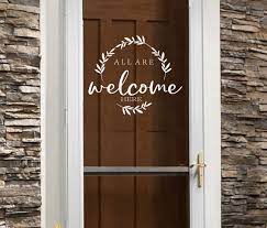 Glass Door Decal Wreath All Are Welcome