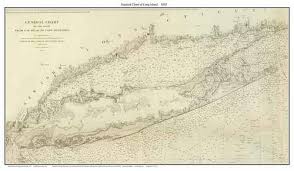 Long Island Nautical Chart 1852 Uscs Old Map Custom