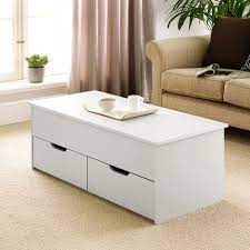 White Wooden Coffee Table With Lift Up