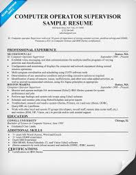 Computer Operator Resume Format Under Fontanacountryinn Com