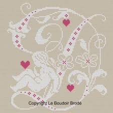 Downloadable Cross Stitch Chart Monogram D Angel And Hearts