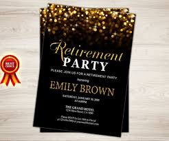 Retirement Party Invitation Black Gold Retirement Invite Etsy