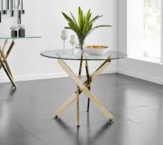 novara gold metal glass dining table