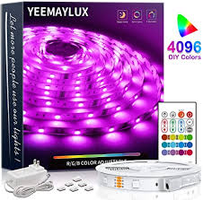 Amazon Com Yeemaylux Led Strip Lights 16 4ft 4096 Diy Color Changing 5050 Rgb 150 Leds Light Strip Kit With Remote And Hidden Controller Easy Installation For Tv Backlight Room And Bedroom Multicolor Decoration Home