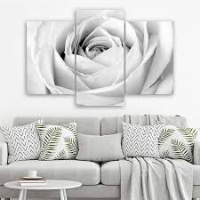 3 Piece Canvas Print White Rose Flowers