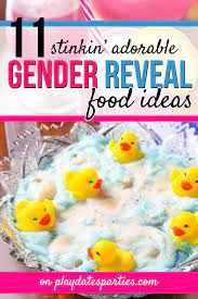Like the bath bomb, this dissolves in liquid and turns the water either pink or blue. 11 Stinkin Adorable Gender Reveal Food Ideas