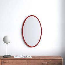 Red Oval Shape Wall Mirror Accent Mirror