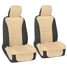 Solid Beige Leather Car Seat Covers