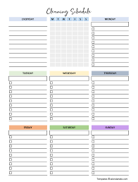 free editable cleaning schedule