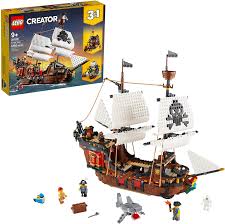 Pirate ship with jolly roger flag and black sails, and traditional sailboats. Amazon Com Lego Creator 3in1 Pirate Ship 31109 Building Playset For Kids Who Love Pirates And Model Ships Makes A Great Gift For Children Who Like Creative Play And Adventures New 2020 1 260