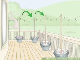 hang outdoor string lights on a deck