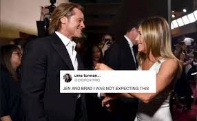 Jennifer aniston @jenniferaniston & brad pitt fan page keep on dreaming, spread love. Jennifer Aniston And Brad Pitt Just Held Hands At The 2020 Sag Awards Glamour Cafe